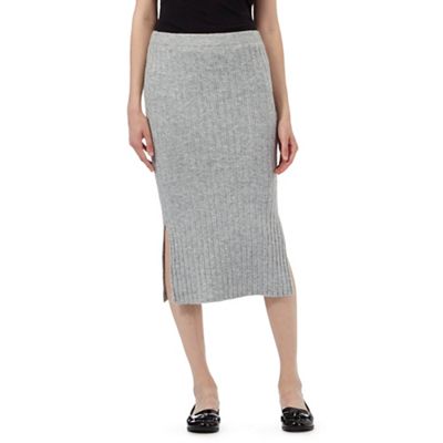 Grey knitted longline skirt
